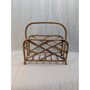BAMBOO MAGAZINE/ALBUM RACK VINTAGE MID-CENTURY RATTAN FURNITURE RETRO